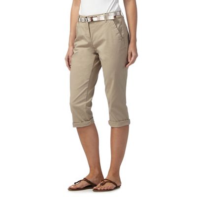 Natural cropped chino trousers with belt